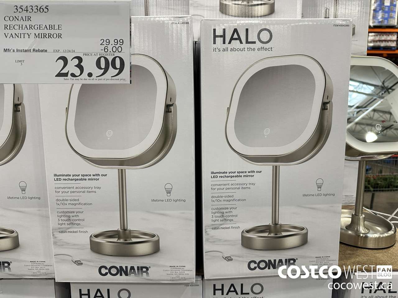 3543365 CONAIR RECHARGEABLE VANITY MIRROR ($6.00 INSTANT SAVINGS EXPIRES ON 2024-12-24) $23.99
