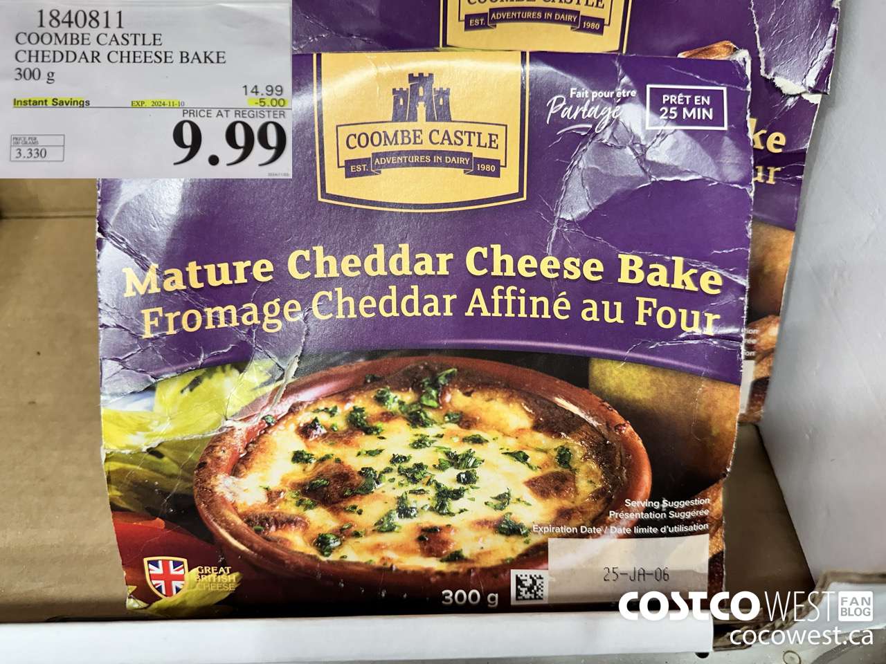 1840811 COOMBE CASTLE CHEDDARE CHEESE BAKE ($5.00 INSTANT SAVINGS EXPIRES ON 2024-11-10) $9.99