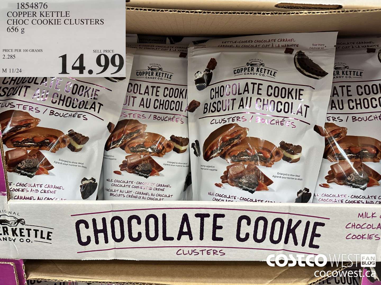 1854876 COPPER KETTLE CHOC COOKIE CLUSTERS 656 g $14.99