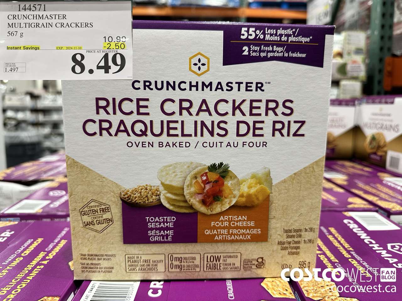 144571 CRUNCHMASTER MULTIGRAIN CRACKERS 567 G ($2.50 INSTANT SAVINGS EXPIRES ON 2024-11-10) $8.49