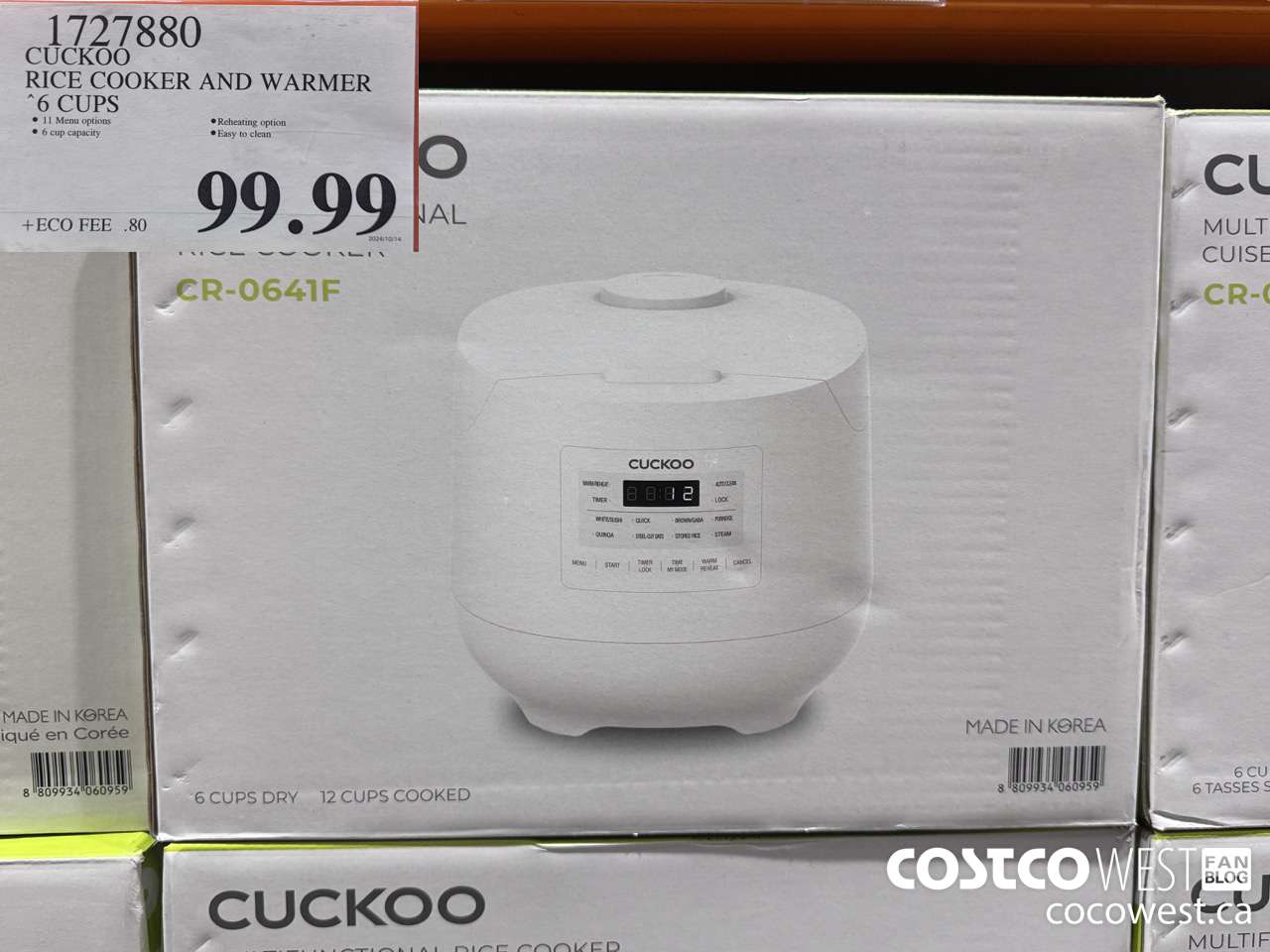 1727880 CUCKOO RICE COOKER AND WARMER 6 CUPS $99.99