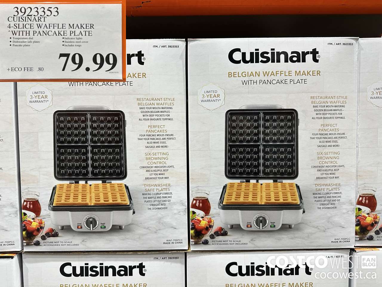 3923353 CUISINART 4-SLICE WAFFLE MAKER WITH PANCAKE PLATE $79.99