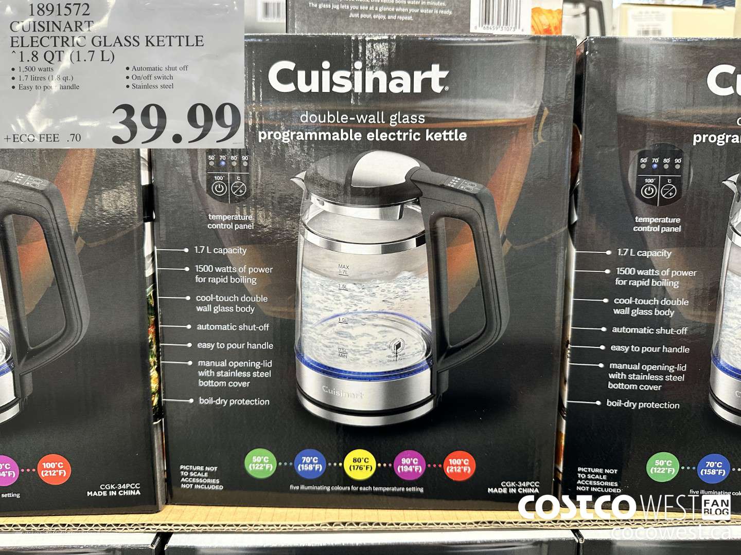 1891572 CUISINART ELECTRIC GLASS KETTLE 1.8QT (1.7L) $39.99