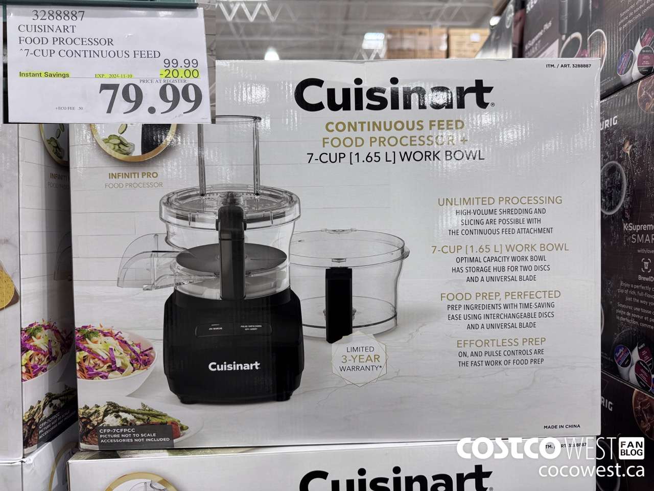 3288887 CUISINART FOOD PROCESSOR 7-CUP CONTINUOUS FEED ($20.00 INSTANT SAVINGS EXPIRES ON 2024-11-10) $79.99