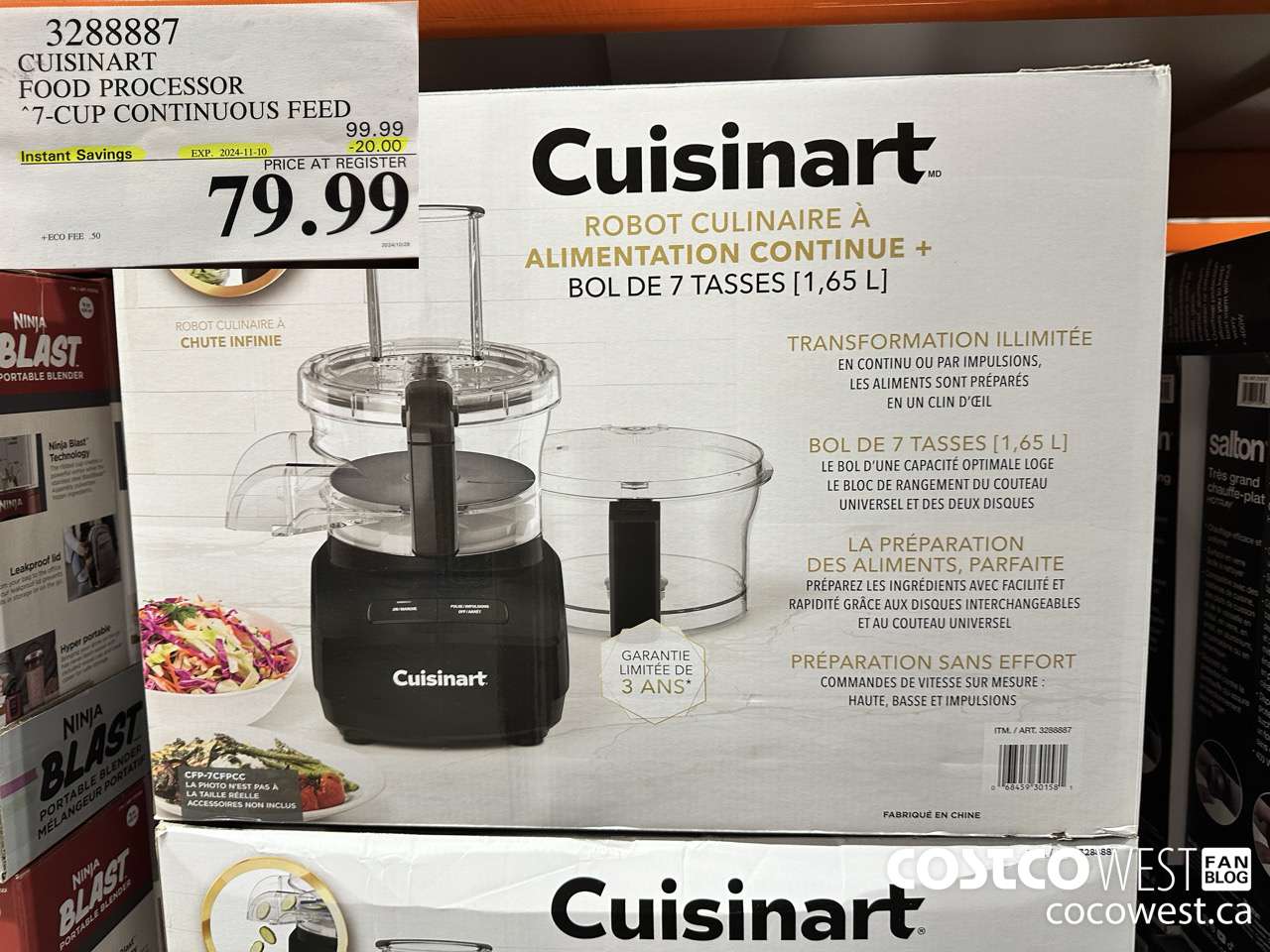 3288887 CUISINART FOOD PROCESSOR 7-CUP CONTINUOUS FEED ($20.00 INSTANT SAVINGS EXPIRES ON 2024-11-10) $79.99