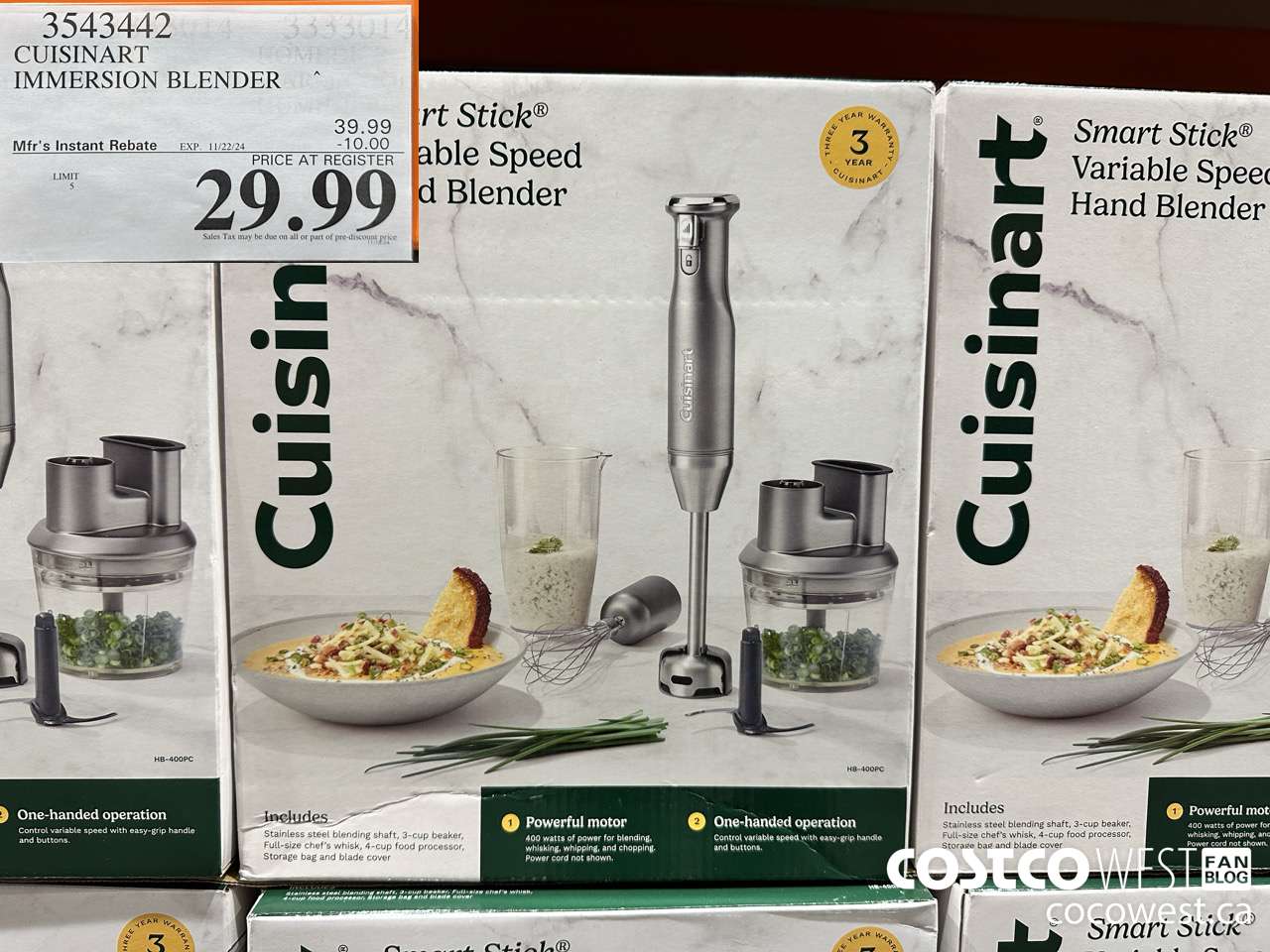 3543442 CUISINART IMMERSION BLENDER ($10.00 INSTANT SAVINGS EXPIRES ON 2024-11-22) $29.99