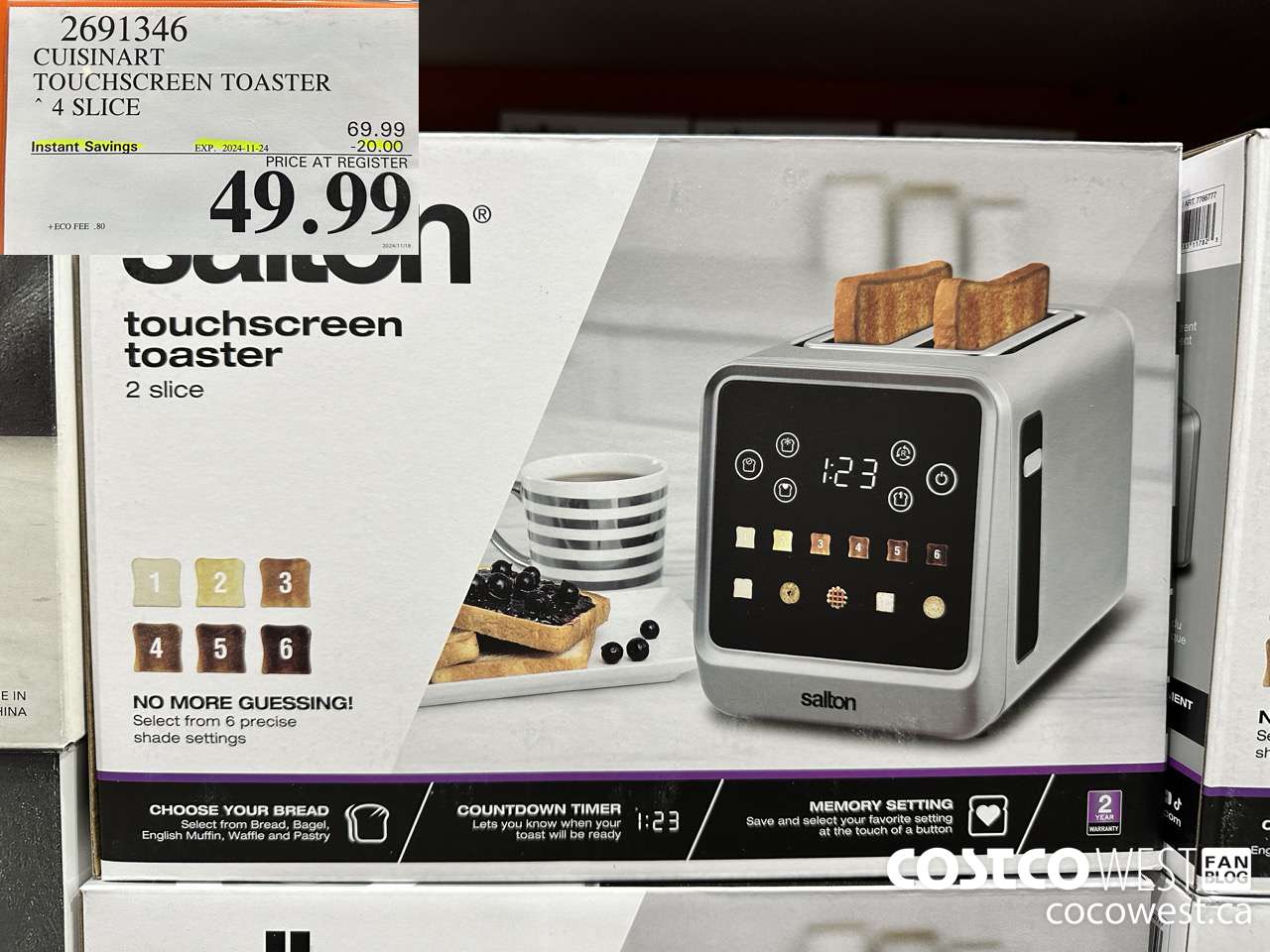 2691346 CUISINART TOUCHSCREEN TOASTER 4 SLICE ($20.00 INSTANT SAVINGS EXPIRES ON 2024-11-24) $49.99