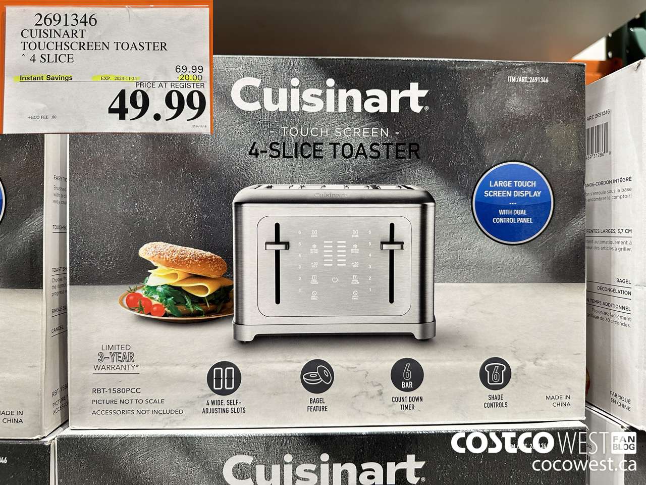 2691346 CUISINART TOUCHSCREEN TOASTER 4 SLICE ($20.00 INSTANT SAVINGS EXPIRES ON 2024-11-24) $49.99
