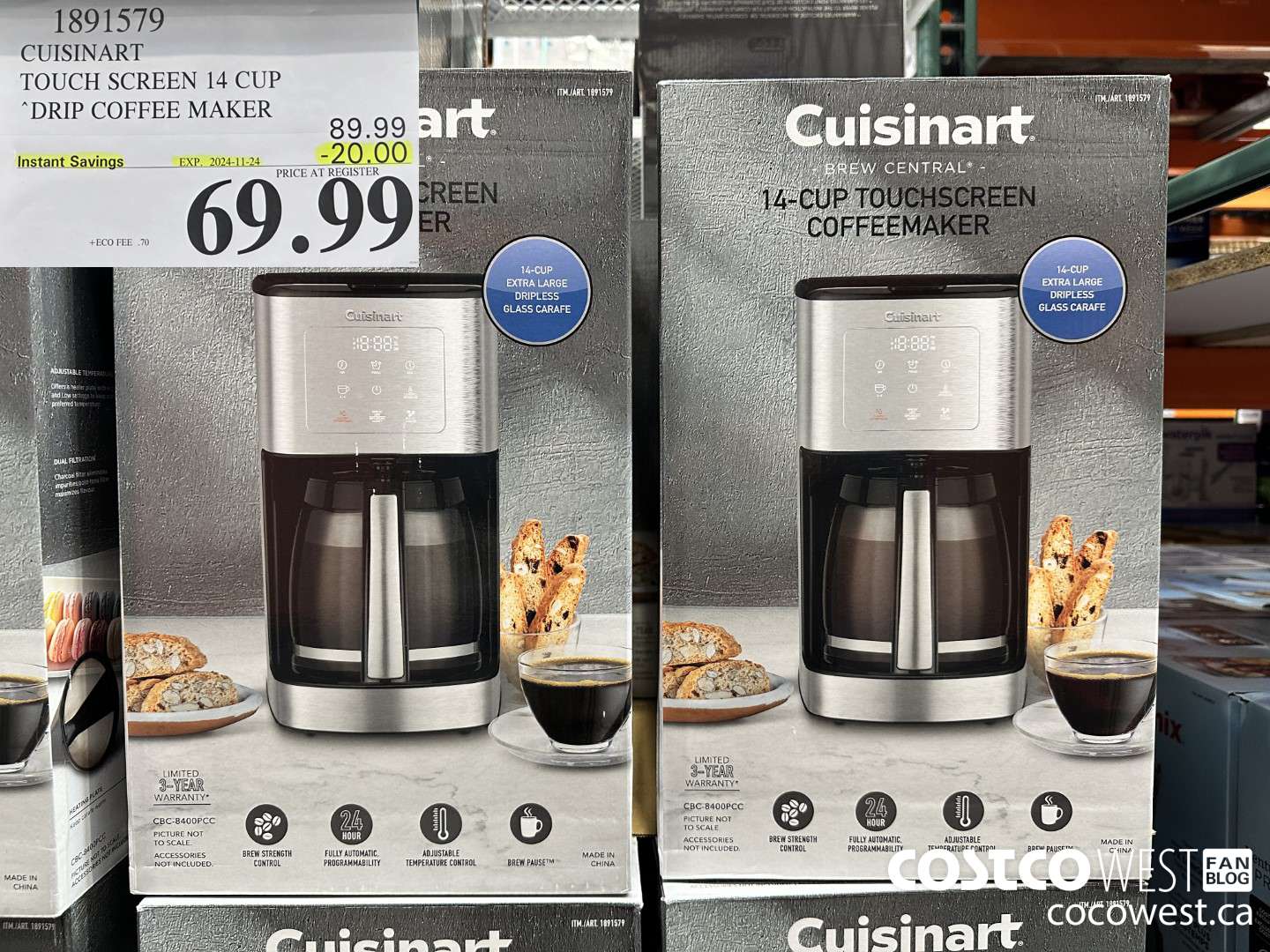 1891579 CUISINART TOUCH SCREEN 14 CUP DRIP COFFEE MAKER ($20.00 INSTANT SAVINGS EXPIRES ON 2024-11-24) $69.99
