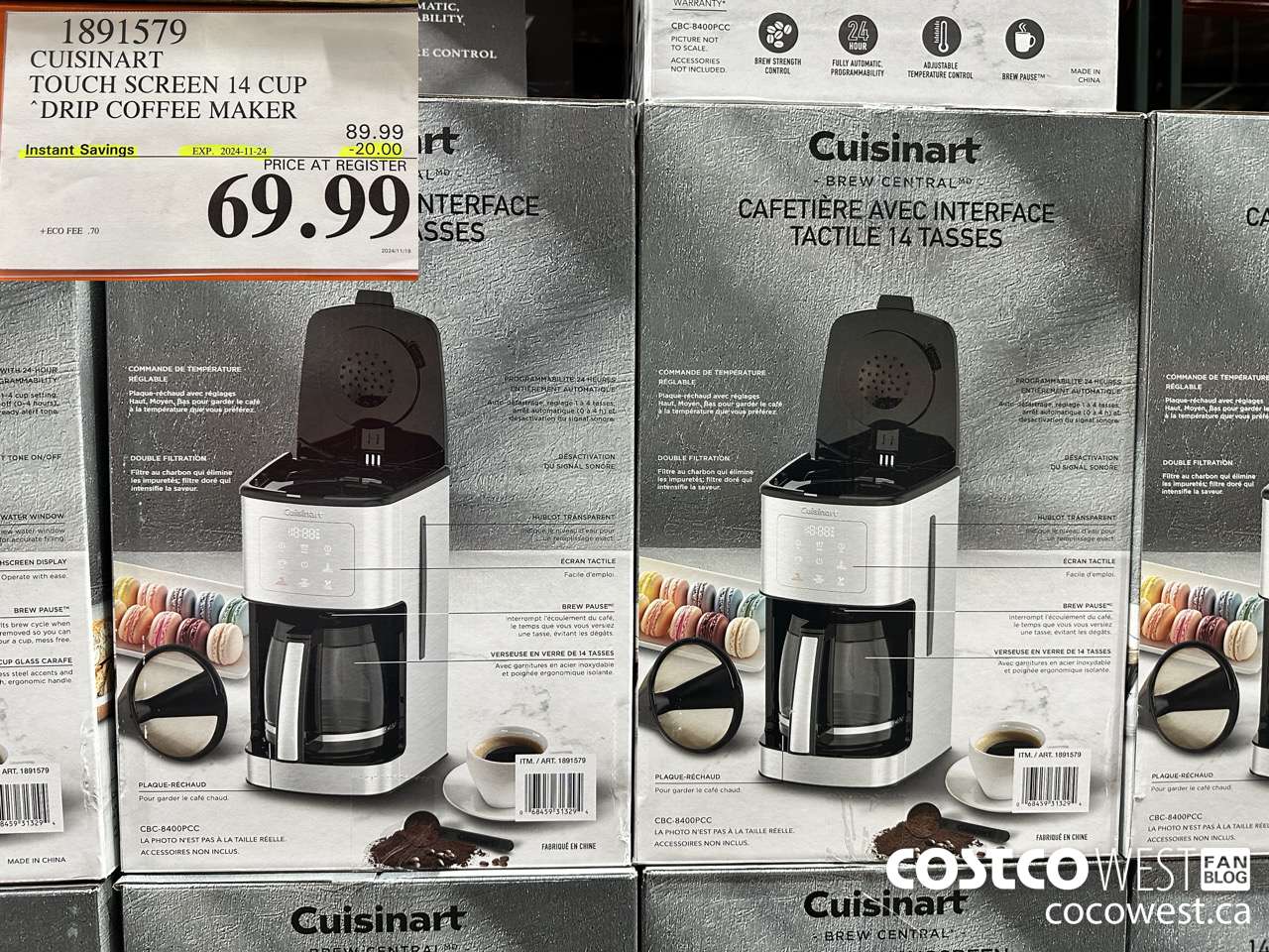 1891579 CUISINART TOUCH SCREEN 14 CUP DRIP COFFEE MAKER ($20.00 INSTANT SAVINGS EXPIRES ON 2024-11-24) $69.99