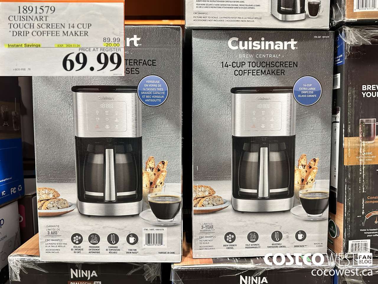 1891579 CUISINART TOUCH SCREEN 14 CUP DRIP COFFEE MAKER ($20.00 INSTANT SAVINGS EXPIRES ON 2024-11-24) $69.99