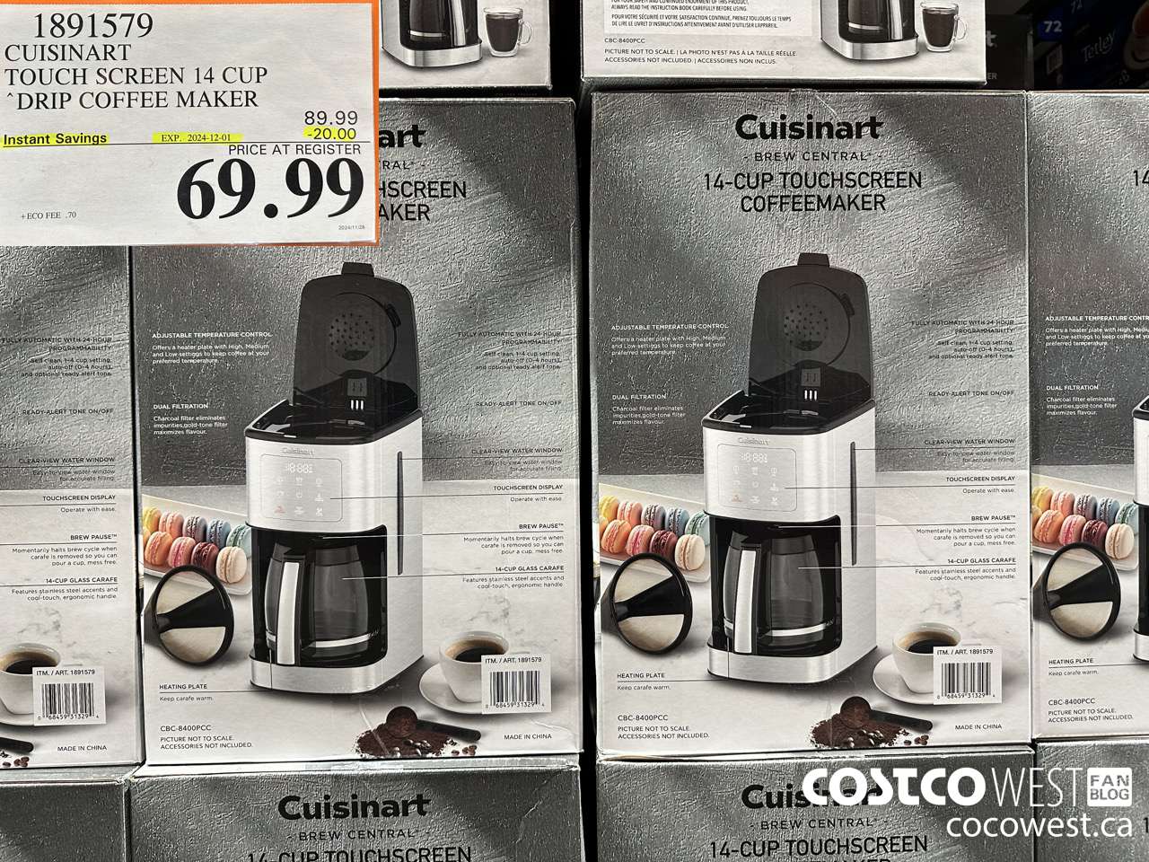 1891579 CUISINART TOUCH SCREEN 14 CUP DRIP COFFEE MAKER ($20.00 INSTANT SAVINGS EXPIRES ON 2024-12-01) $69.99