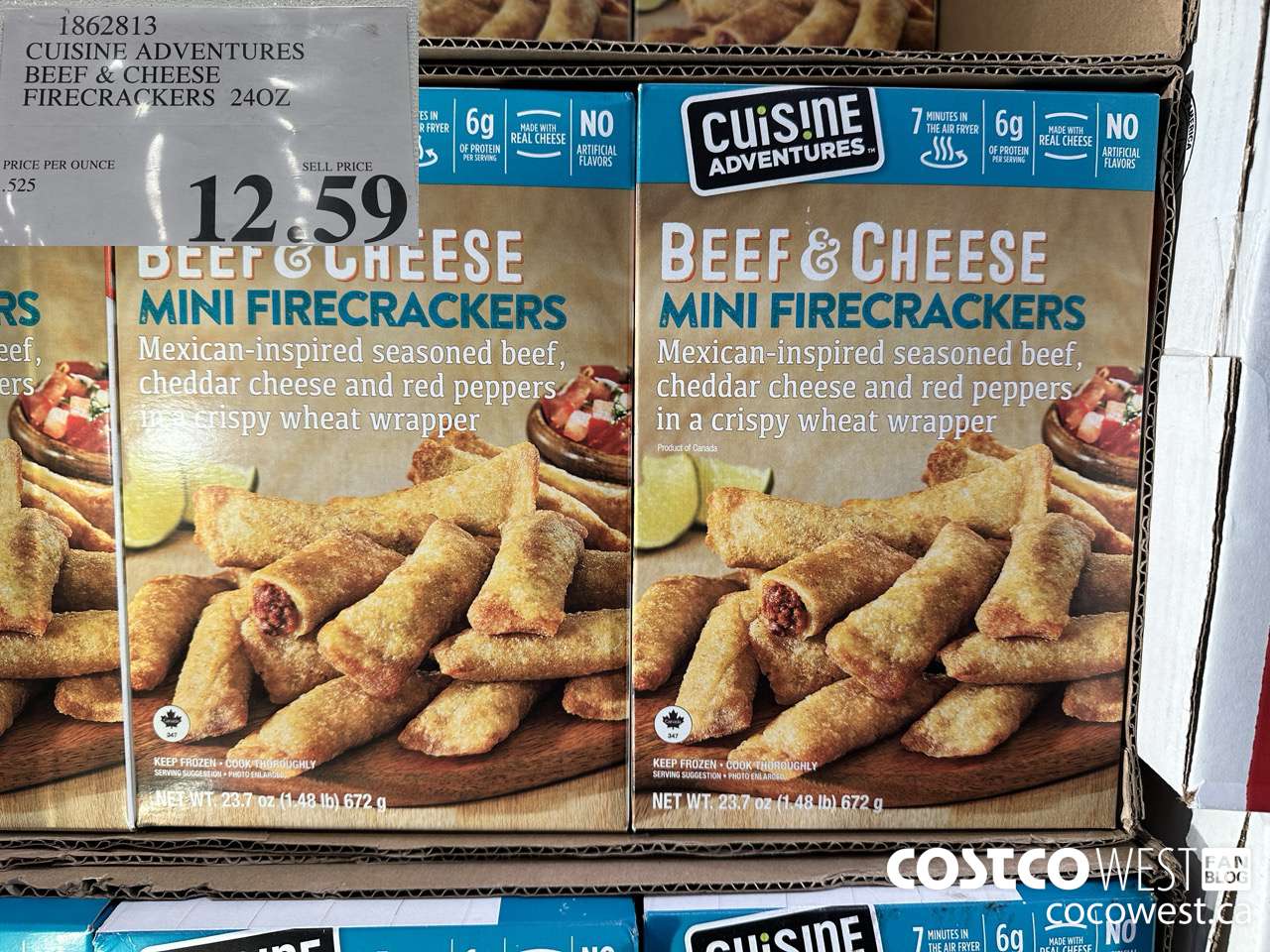 1862813 CUISINE ADVENTURES BEEF & CHEESE FIRECRACKERS 24 OZ $12.59
