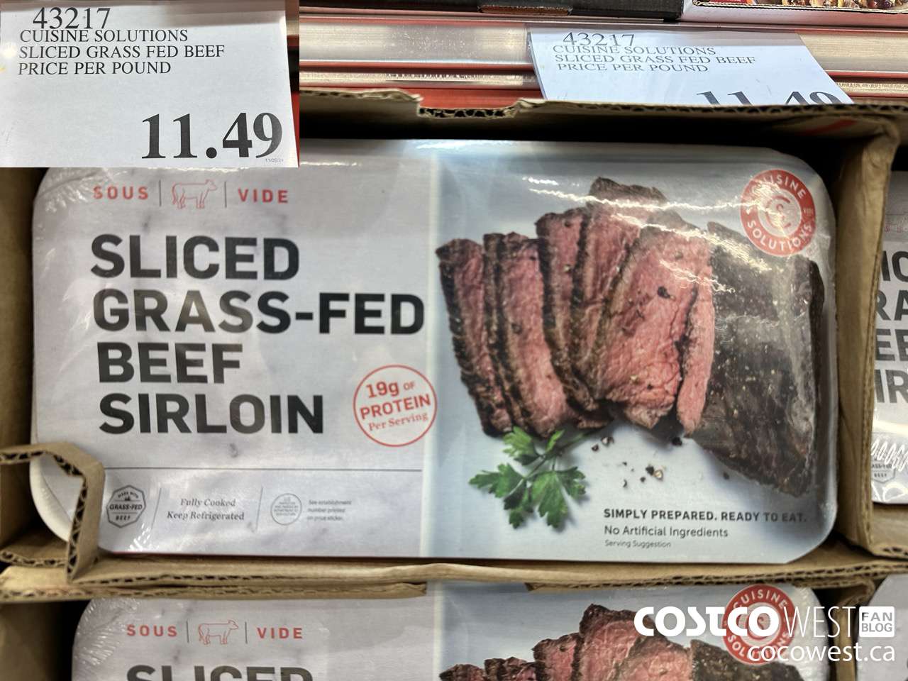 43217 CUISINE SOLUTIONS SLICED GRASS FED BEEF PRICE PER POUND $11.49