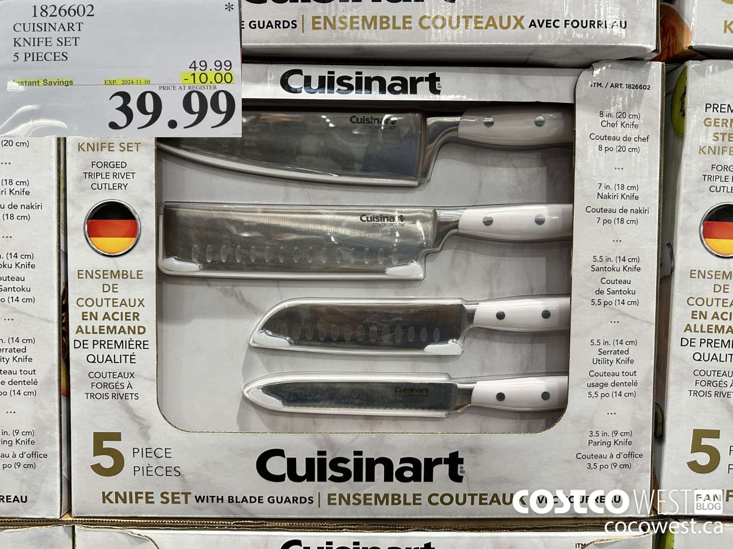 1826602 CUSINART KNIFE SET 5 PIECES ($10.00 INSTANT SAVINGS EXPIRES ON 2024-11-10) $39.99