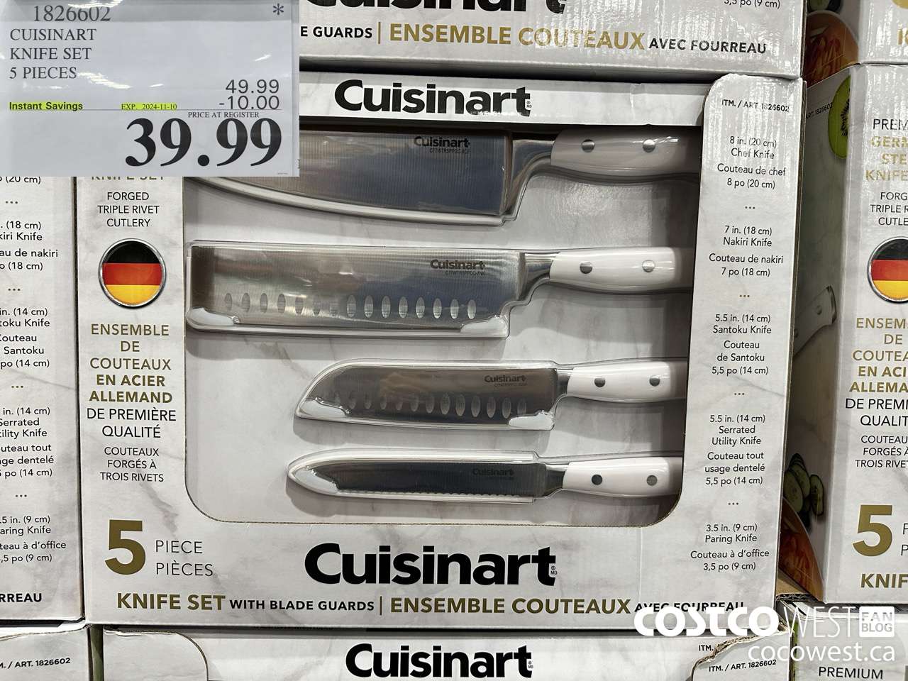 1826602 CUSINART KNIFE SET 5 PIECES ($10.00 INSTANT SAVINGS EXPIRES ON 2024-11-10) $39.99