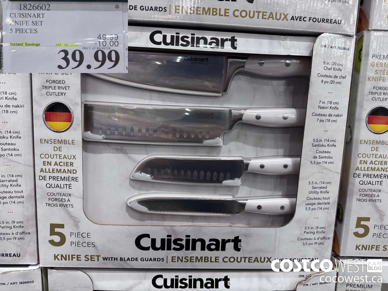 1826602 CUSINART KNIFE SET 5 PIECES ($10.00 INSTANT SAVINGS EXPIRES ON 2024-11-10) $39.99