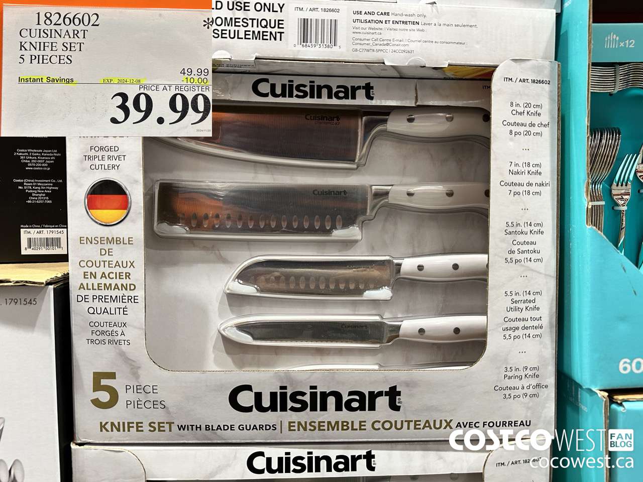 1826602 CUSINART KNIFE SET 5 PIECES ($10.00 INSTANT SAVINGS EXPIRES ON 2024-12-08) $39.99