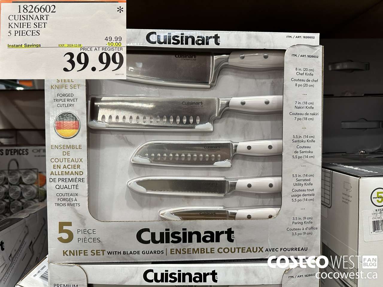 1826602 CUSINART KNIFE SET 5 PIECES ($10.00 INSTANT SAVINGS EXPIRES ON 2024-12-08) $39.99