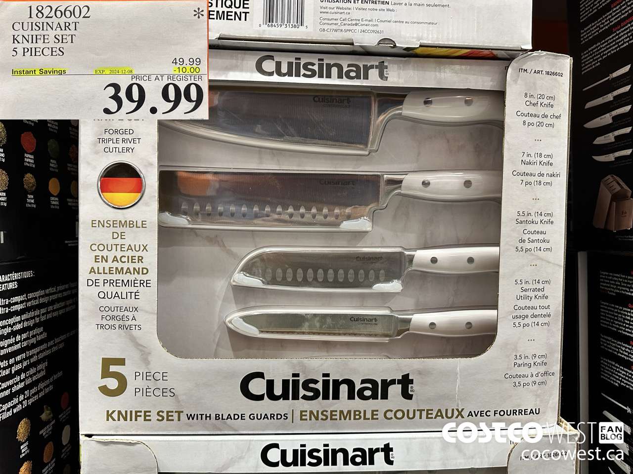 1826602 CUSINART KNIFE SET 5 PIECES ($10.00 INSTANT SAVINGS EXPIRES ON 2024-12-08) $39.99