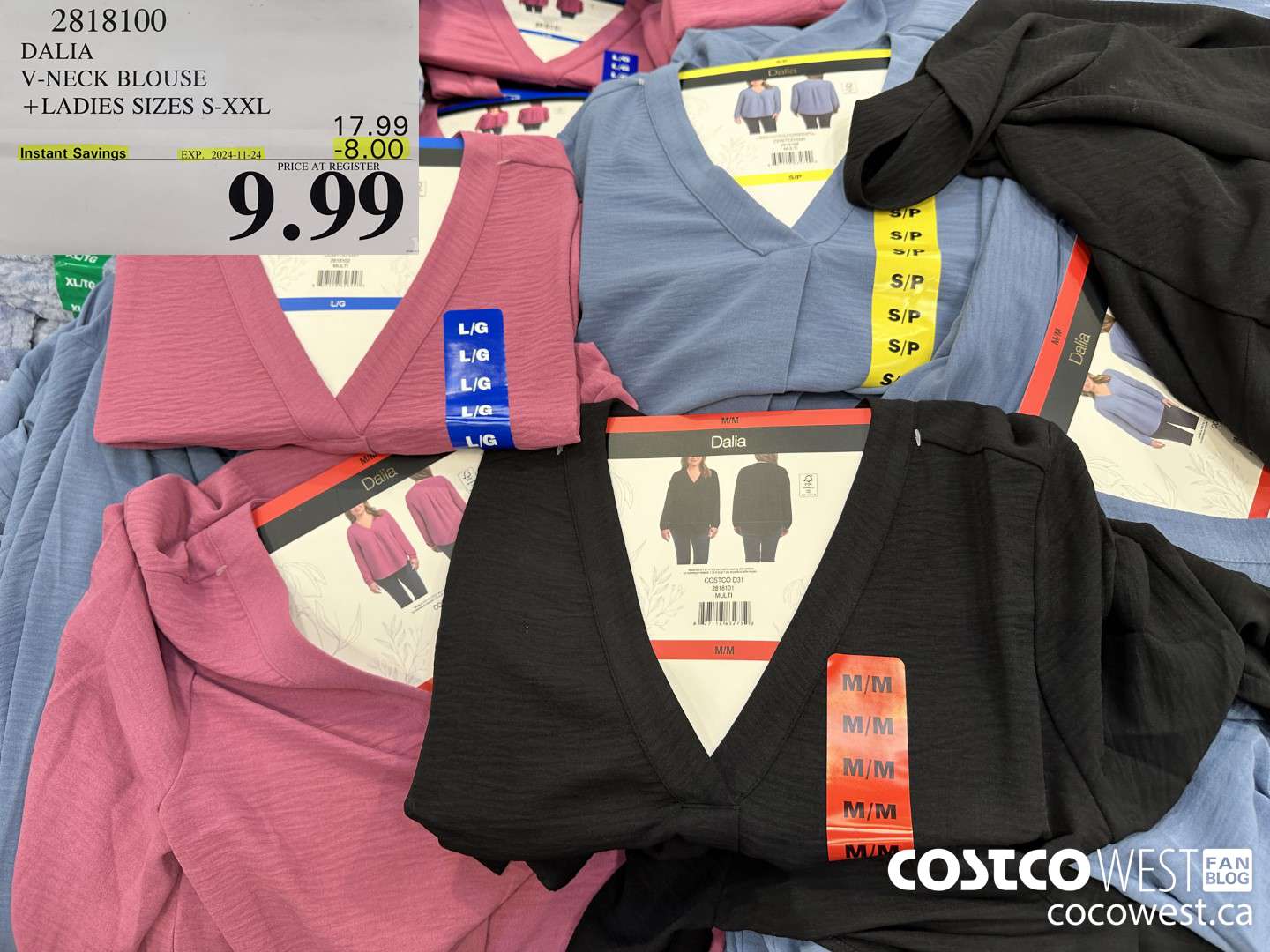 2818100 DALIA V-NECK BLOUSE LADIES SIZES S-XXL ($8.00 INSTANT SAVINGS EXPIRES ON 2024-11-24) $9.99