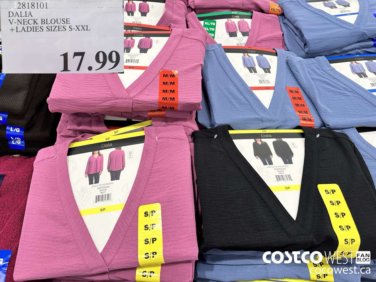 2818101 DALIA V-NECK BLOUSE LADIES SIZES S-XXL $17.99
