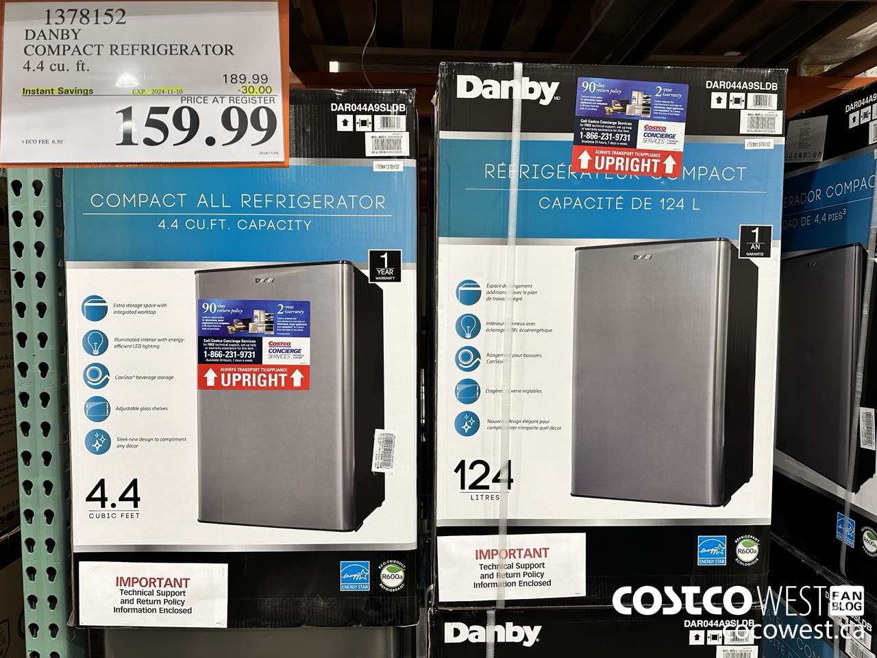 1378152 DANBY COMPACT REFRIGERATOR 4.4 cu. ft. ($30.00 INSTANT SAVINGS EXPIRES ON 2024-11-10) $159.99