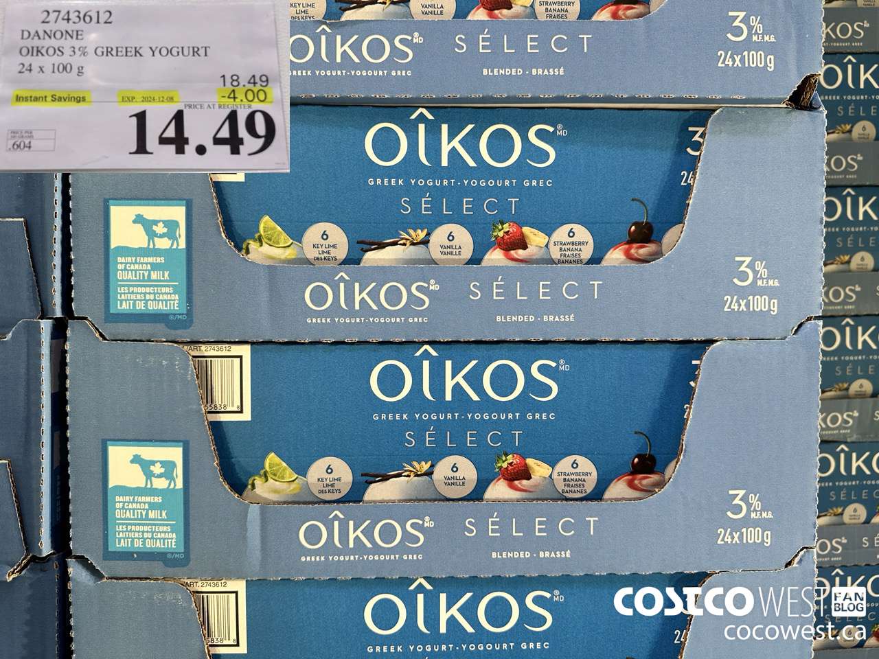 2743612 DANONE OIKOS 3% GREEK YOGURT 24 X 100 G ($4.00 INSTANT SAVINGS EXPIRES ON 2024-12-08) $14.49