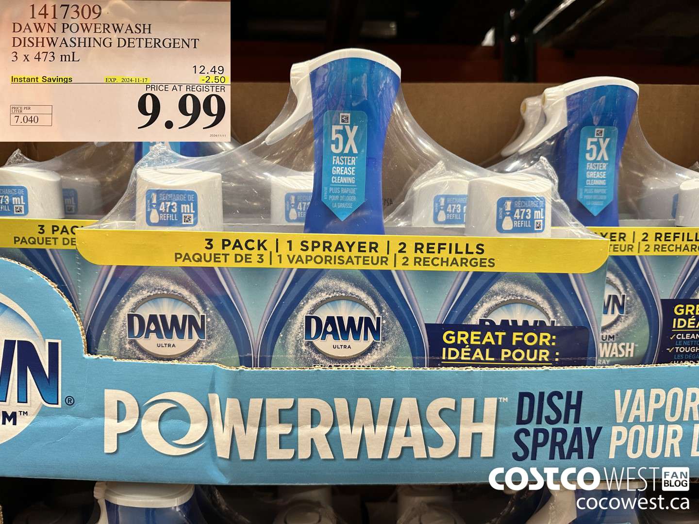 1417309 DAWN POWERWASH DISHWASHING DETERGENT 3 x 473 mL ($2.50 INSTANT SAVINGS EXPIRES ON 2024-11-17) $9.99