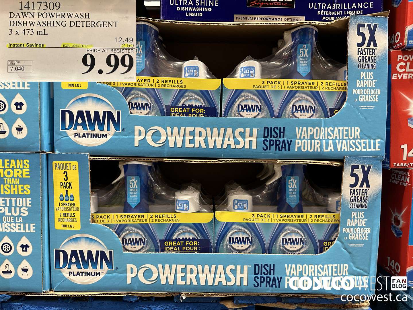 1417309 DAWN POWERWASH DISHWASHING DETERGENT 3 x 473 mL ($2.50 INSTANT SAVINGS EXPIRES ON 2024-11-17) $9.99