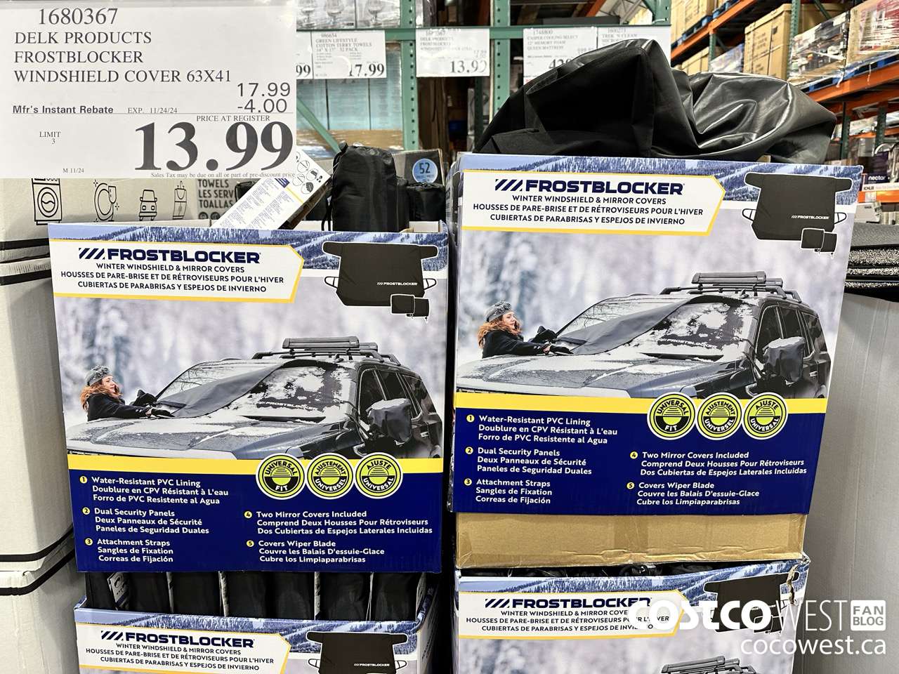 1680367 DELK PRODUCTS FROSTBLOCKER WINDSHIELD COVER 63X41 ($4.00 INSTANT SAVINGS EXPIRES ON 2024-11-24) $13.99