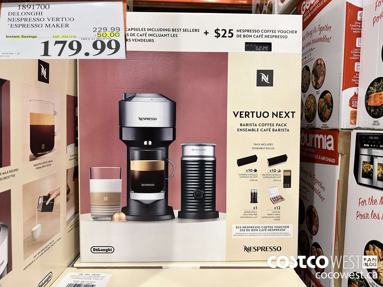1891700 DELONGHI NESPRESSO VERTUO ESPRESSO MAKER ($50.00 INSTANT SAVINGS EXPIRES ON 2024-12-01) $179.99