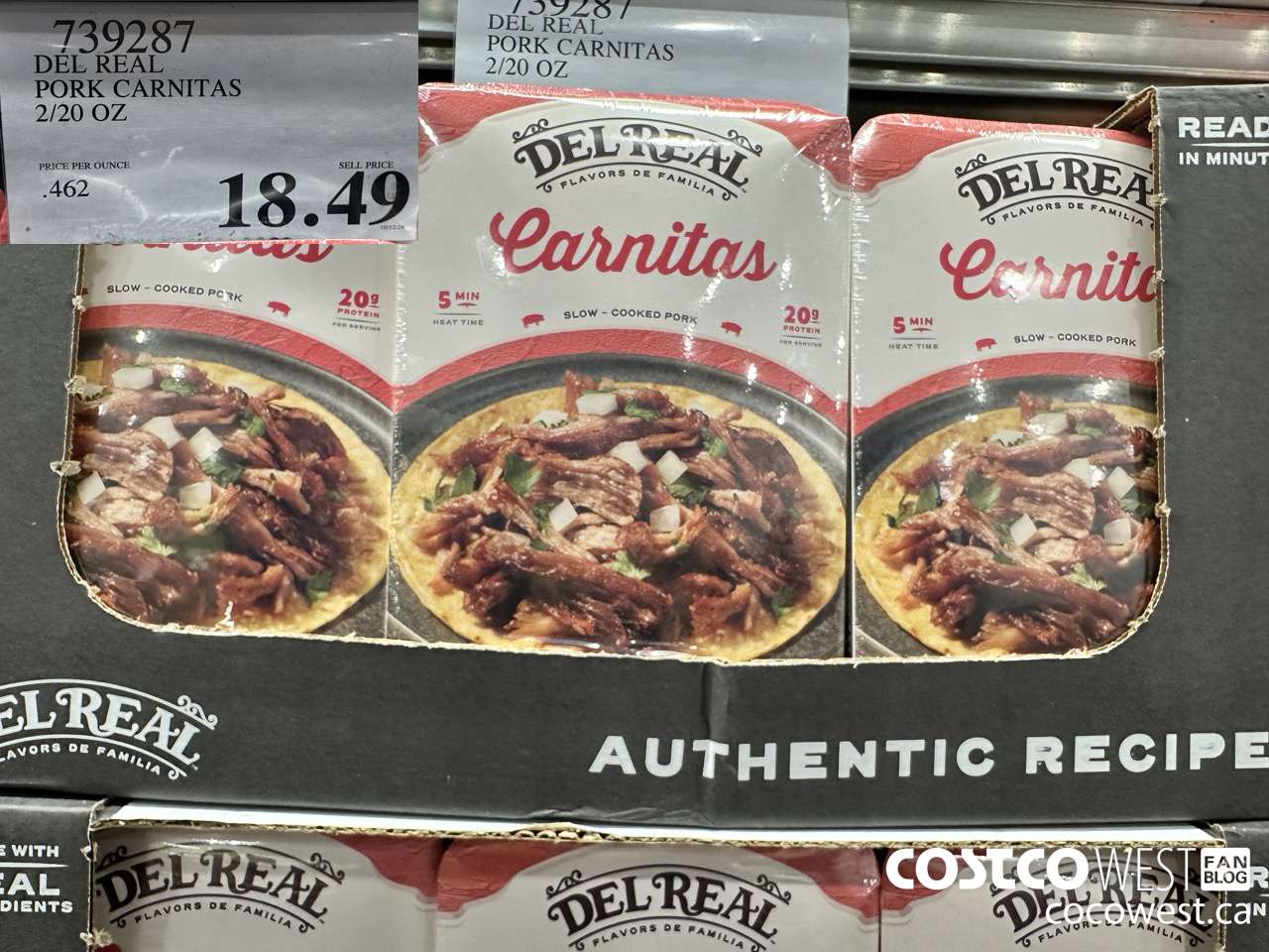 739287 DEL REAL PORK CARNITAS 2/20 OZ $18.49