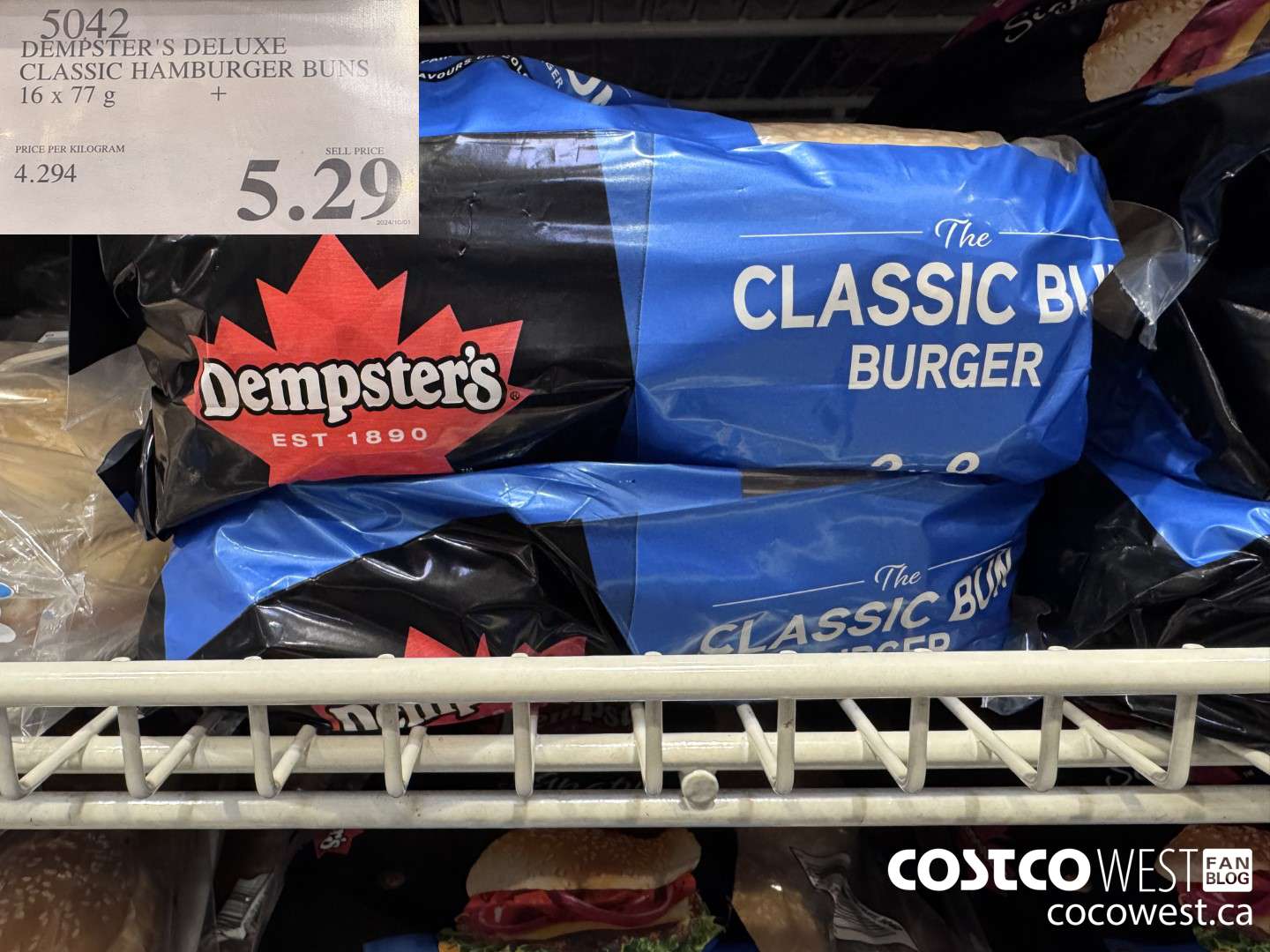 5042 DEMPSTER'S DELUXE JUMBO HAMBURGER BUNS 16 X 77 G $5.29