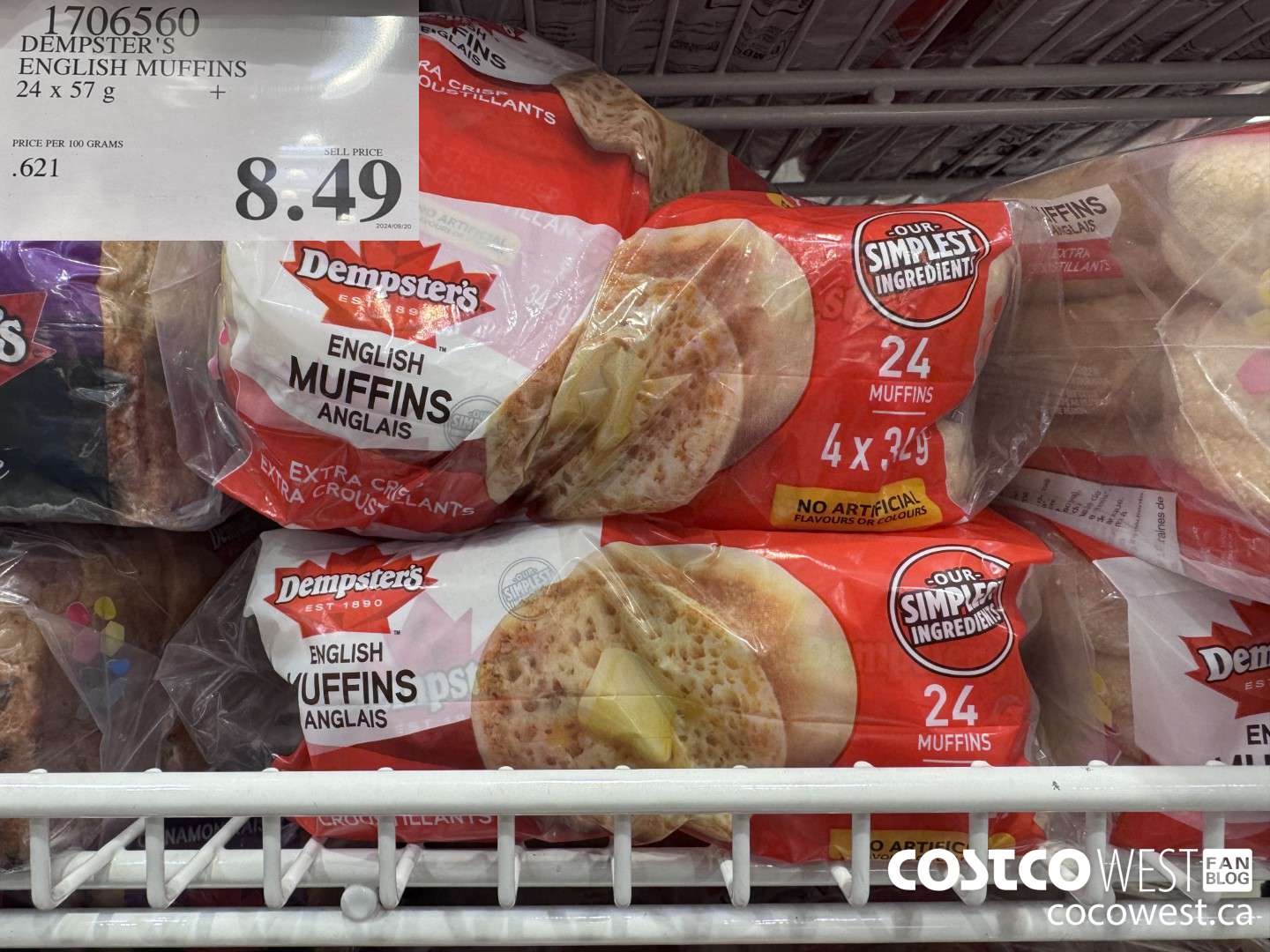 1706560 DEMPSTER'S ENGLISH MUFFINS 24 Pack $8.49