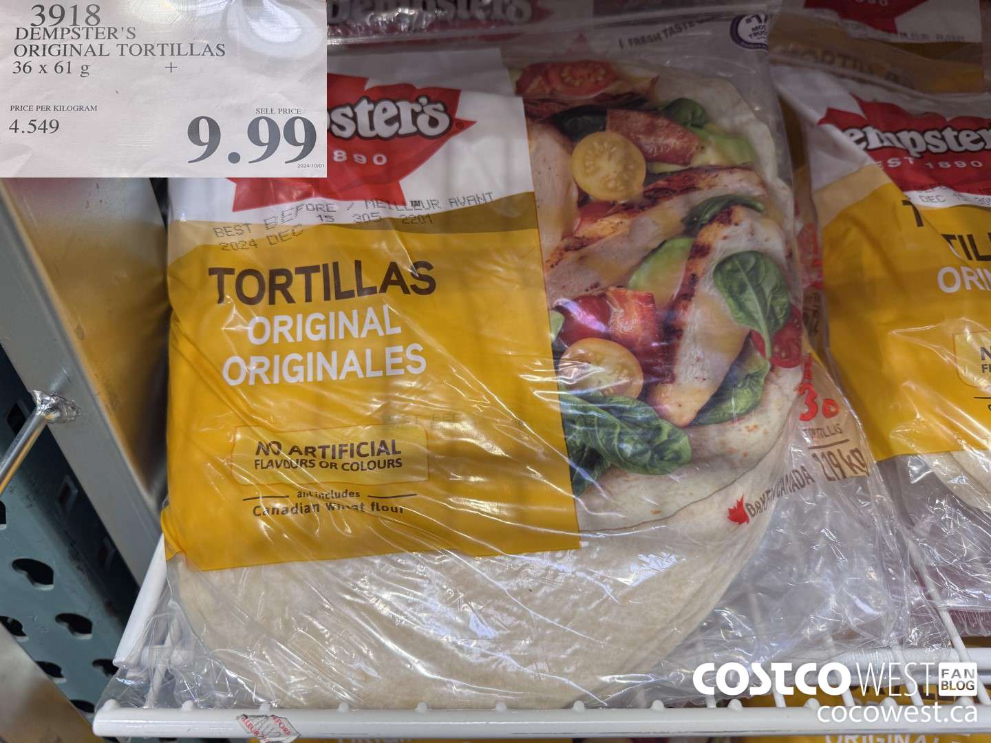 3918 DEMPSTER'S ORIGINAL TORTILLAS 36 X 61 G $9.99