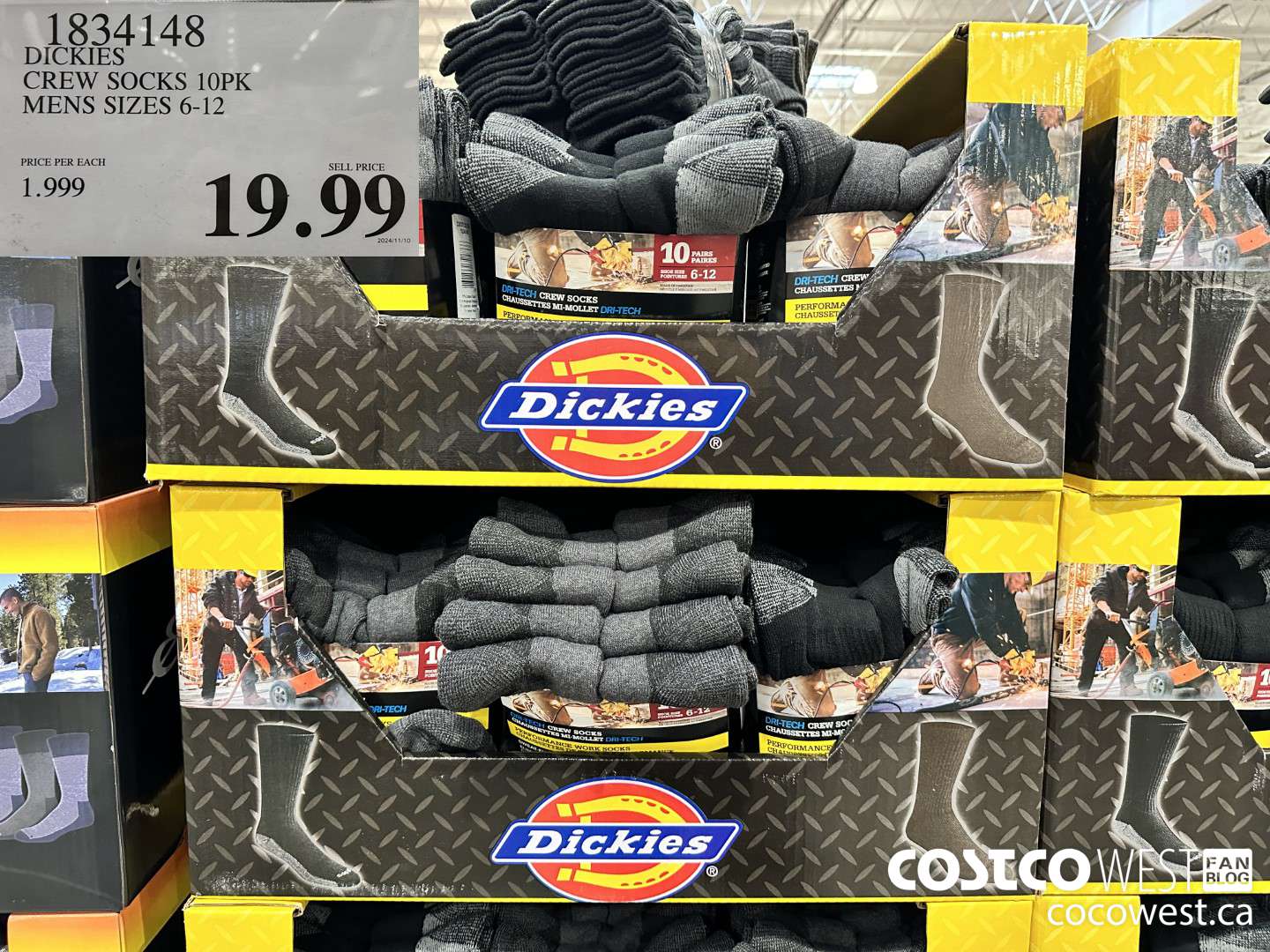 1834148 DICKIES CREW SOCKS 10PK MENS SIZES 6-12 $19.99