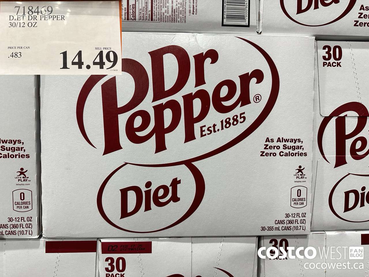 718469 DIET DR PEPPER 30 CT / 12 OZ $14.49