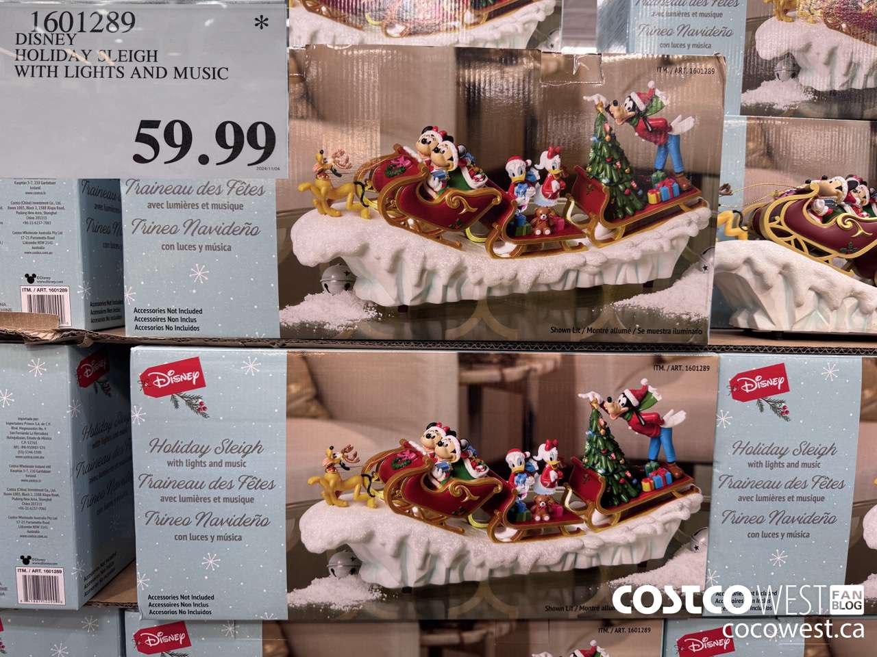 1601289 DISNEY HOLIDAY SLEIGH WITH LIGHTS AND MUSIC $59.99