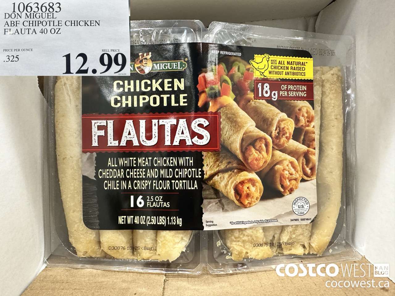 1063683 DON MIGUEL ABF CHIPOTLE CHICKEN FLAUTA 40 OZ $12.99