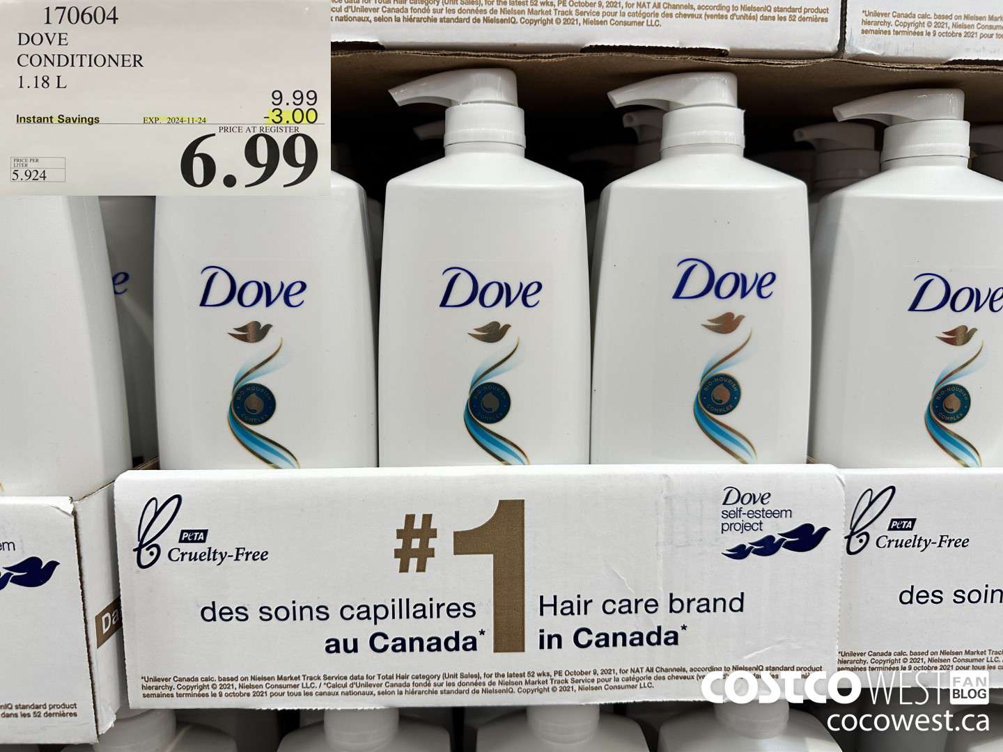 170604 DOVE CONDITIONER 1.18 L ($3.00 INSTANT SAVINGS EXPIRES ON 2024-11-24) $6.99