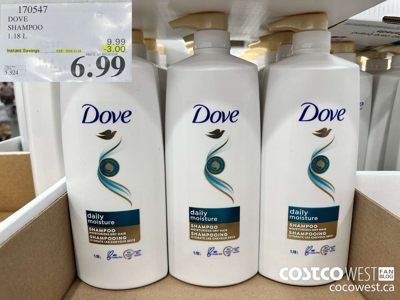 170547 DOVE SHAMPOO 1.18 L ($3.00 INSTANT SAVINGS EXPIRES ON 2024-11-24) $6.99