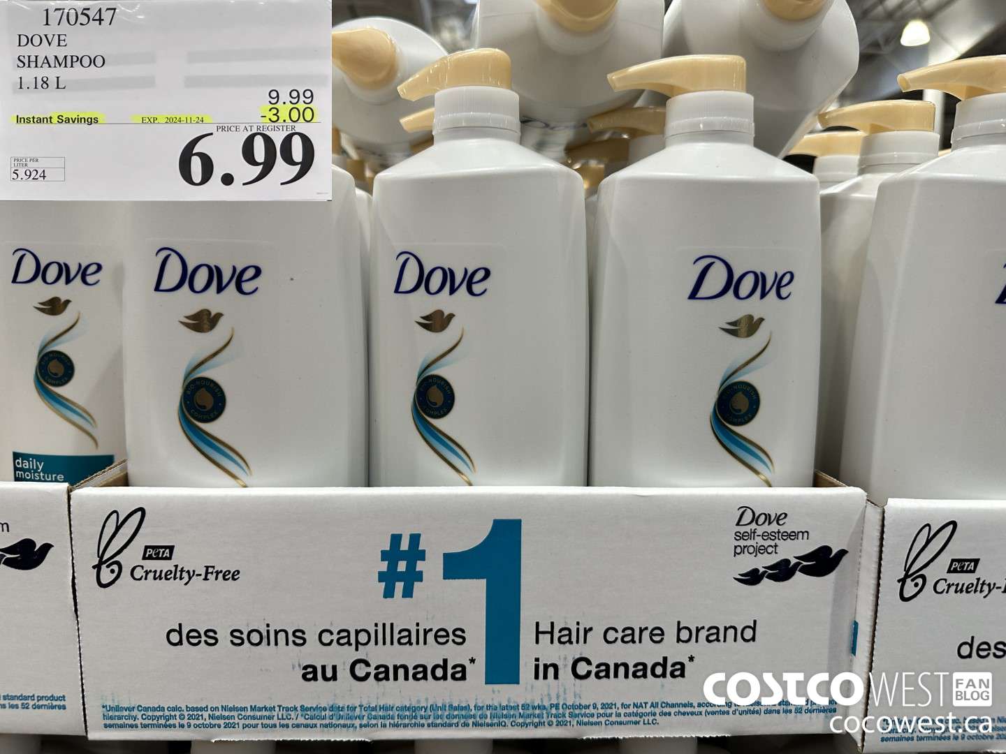 170547 DOVE SHAMPOO 1.18 L  2024-11.24 ($3.00 INSTANT SAVINGS) $6.99