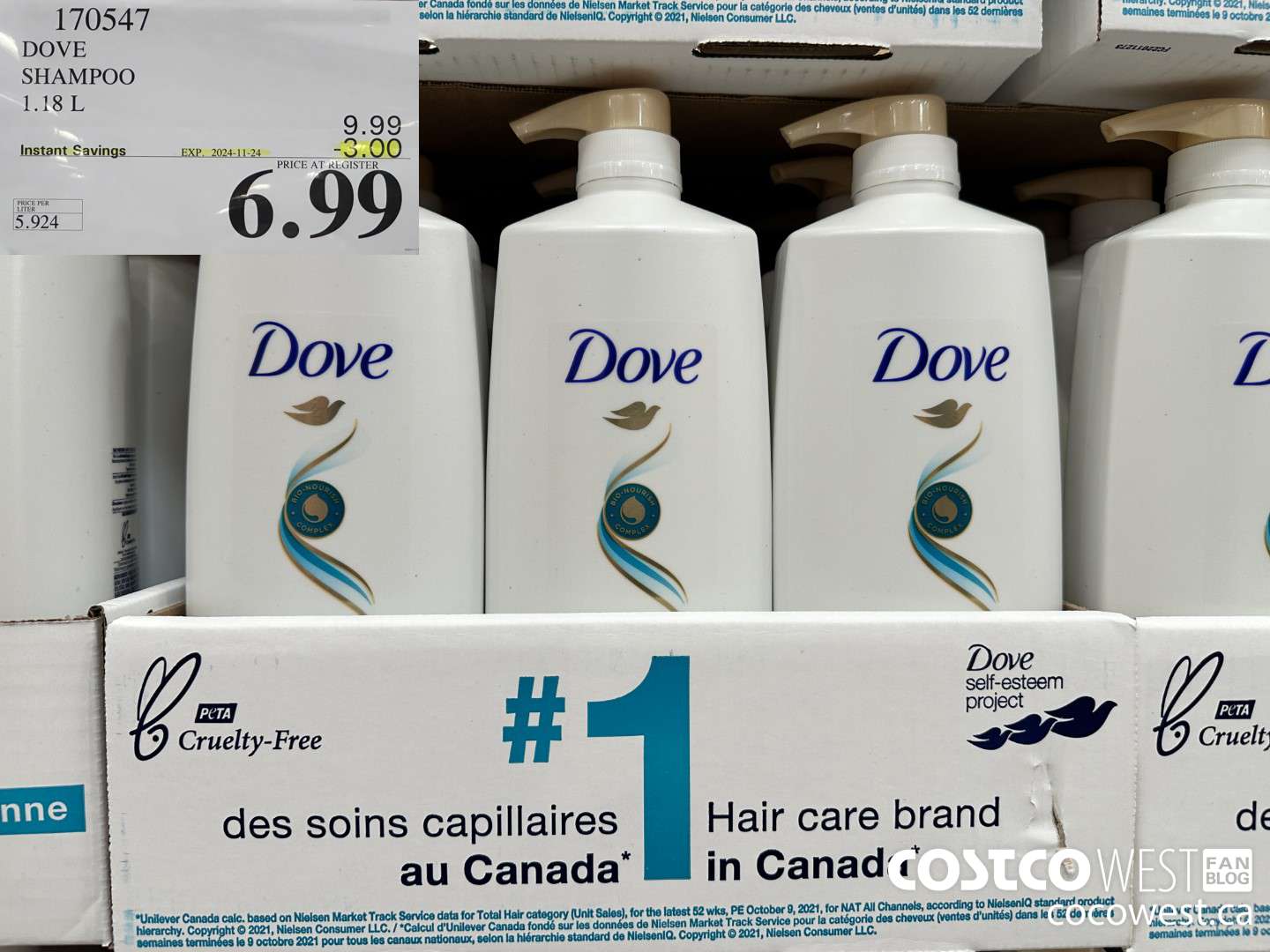 170547 DOVE SHAMPOO 1.18 L  2024-11.24 ($3.00 INSTANT SAVINGS EXPIRES ON 2024-11-24) $6.99