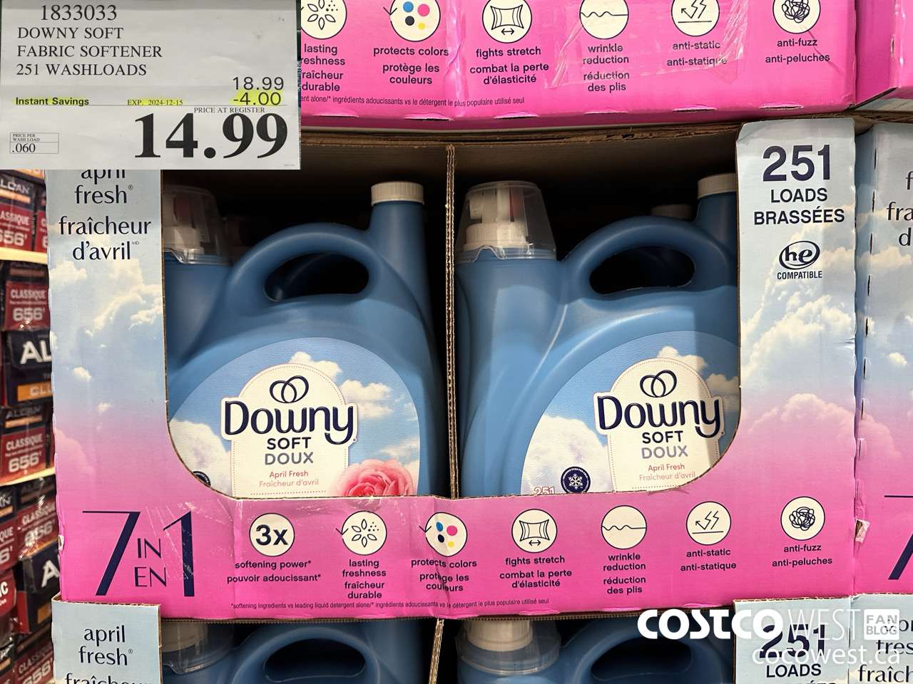 1833033 DOWNY SOFT FABRIC SOFTENER 251 WASHLOADS ($4.00 INSTANT SAVINGS EXPIRES ON 2024-12-15) $14.99