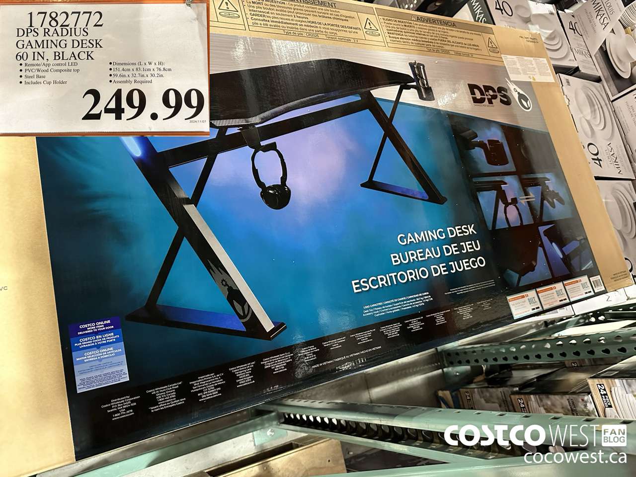 1782772 DPS RADIUS GAMING DESK 60 IN, BLACK $249.99