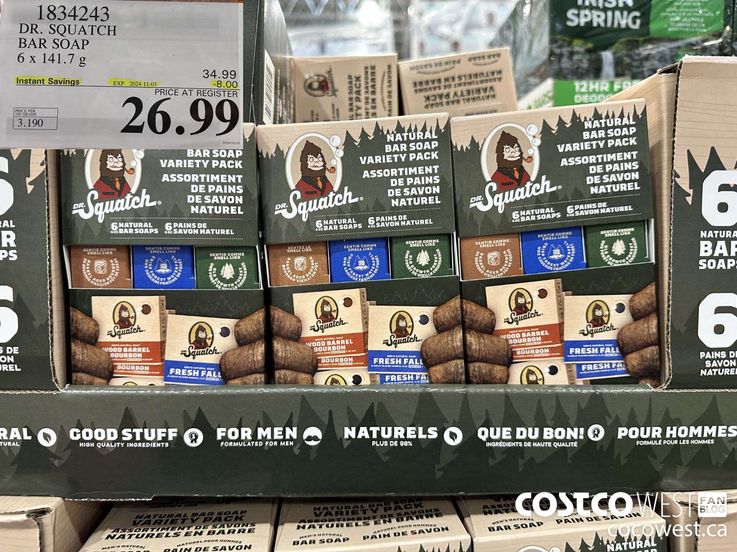 1834243 DR. SQATCH BAR SOAP 6 X 141.7G ($8.00 INSTANT SAVINGS EXPIRES ON 2024-11-03) $26.99