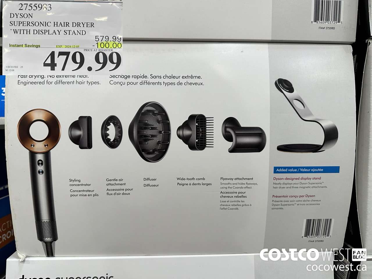 2755983 DYSON SUPERSONIC HAIR DRYER WITH DISPLAY STAND ($100.00 INSTANT SAVINGS EXPIRES ON 2024-12-05) $479.99