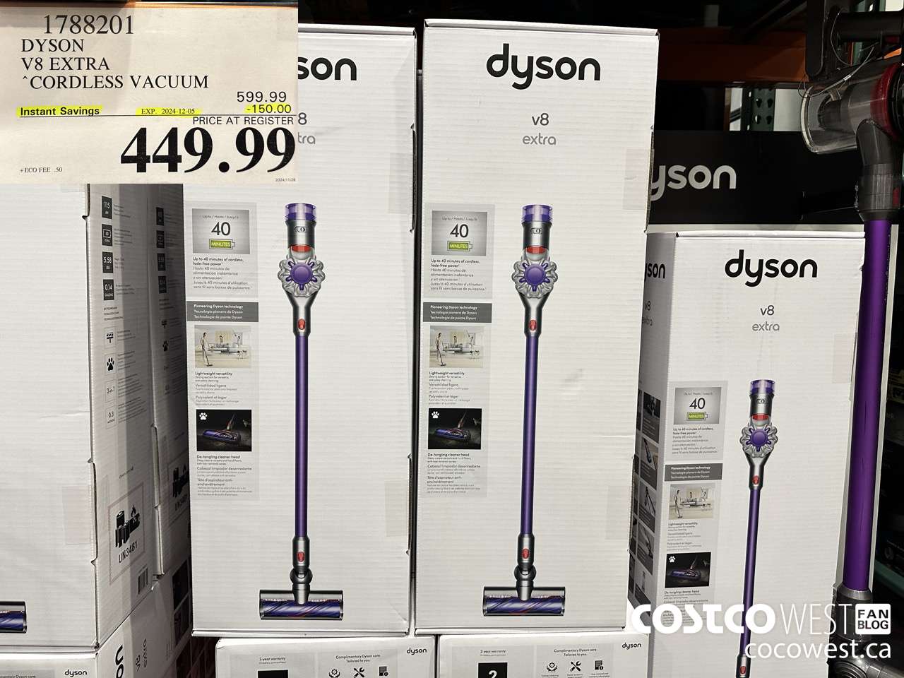 1788201 DYSON V8 EXTRA CORDLESS VACUUM ($150.00 INSTANT SAVINGS EXPIRES ON 2024-12-05) $449.99