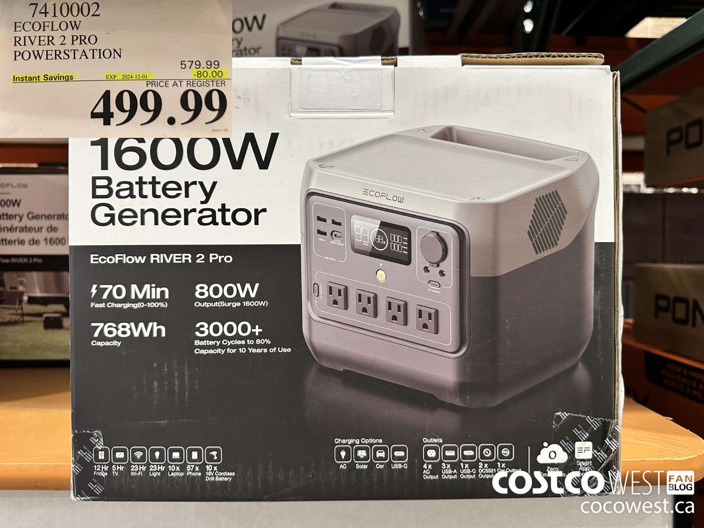 7410002 ECOFLOW RIVER 2 PRO POWERSTATION ($80.00 INSTANT SAVINGS EXPIRES ON 2024-12-01) $499.99